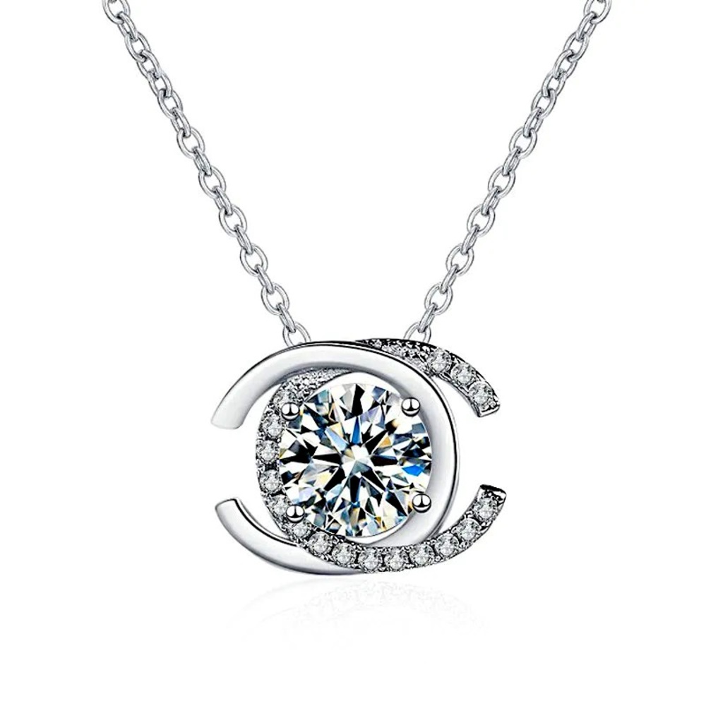 925 silver moissanite pendant necklace~